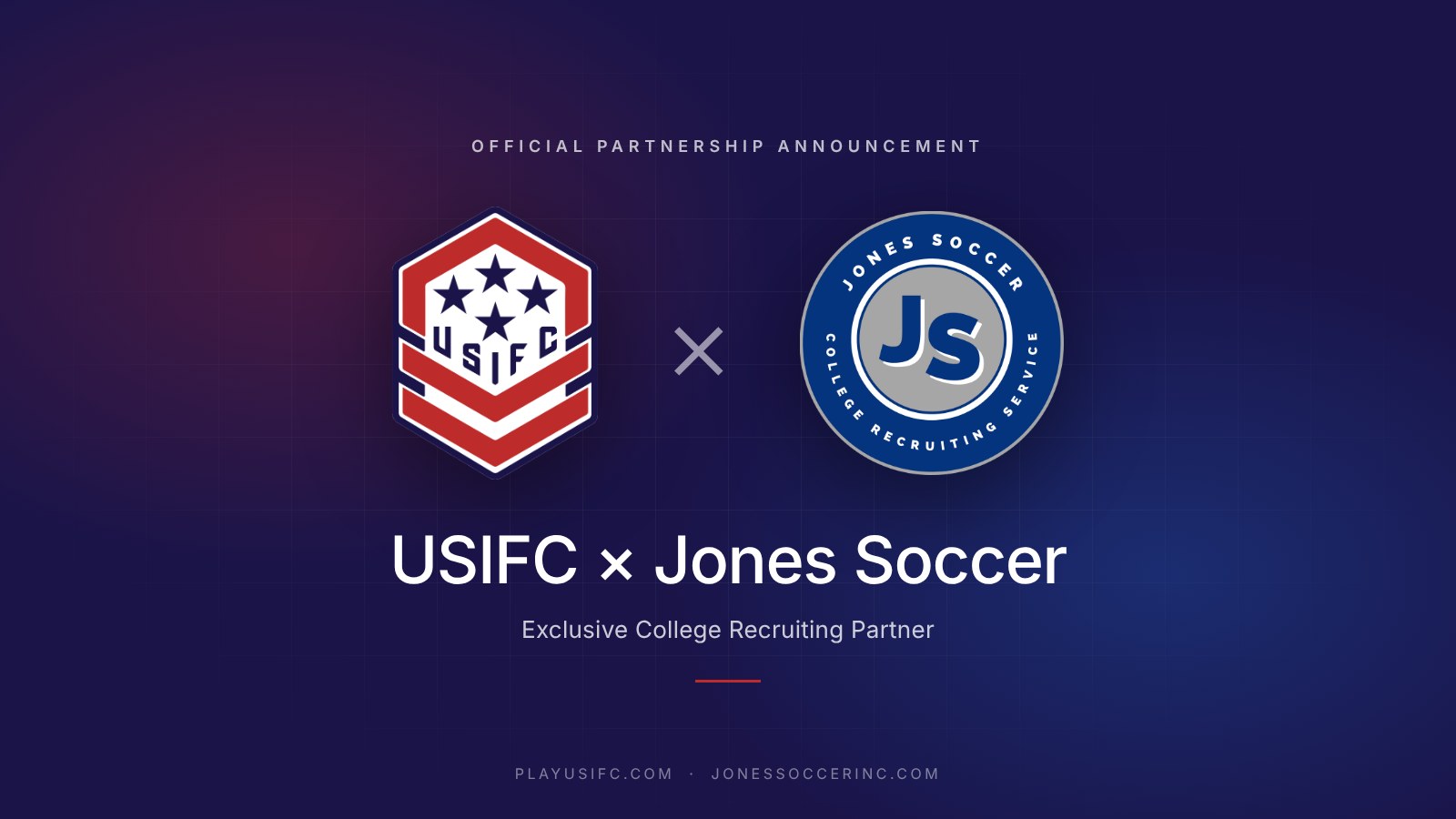 USIFC and Jones Soccer crests side by side: official partnership announcement